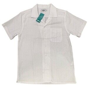 NWT Vatpave Button Up Shirt Men Small White Short Sleeve Hawaiian Island Casual